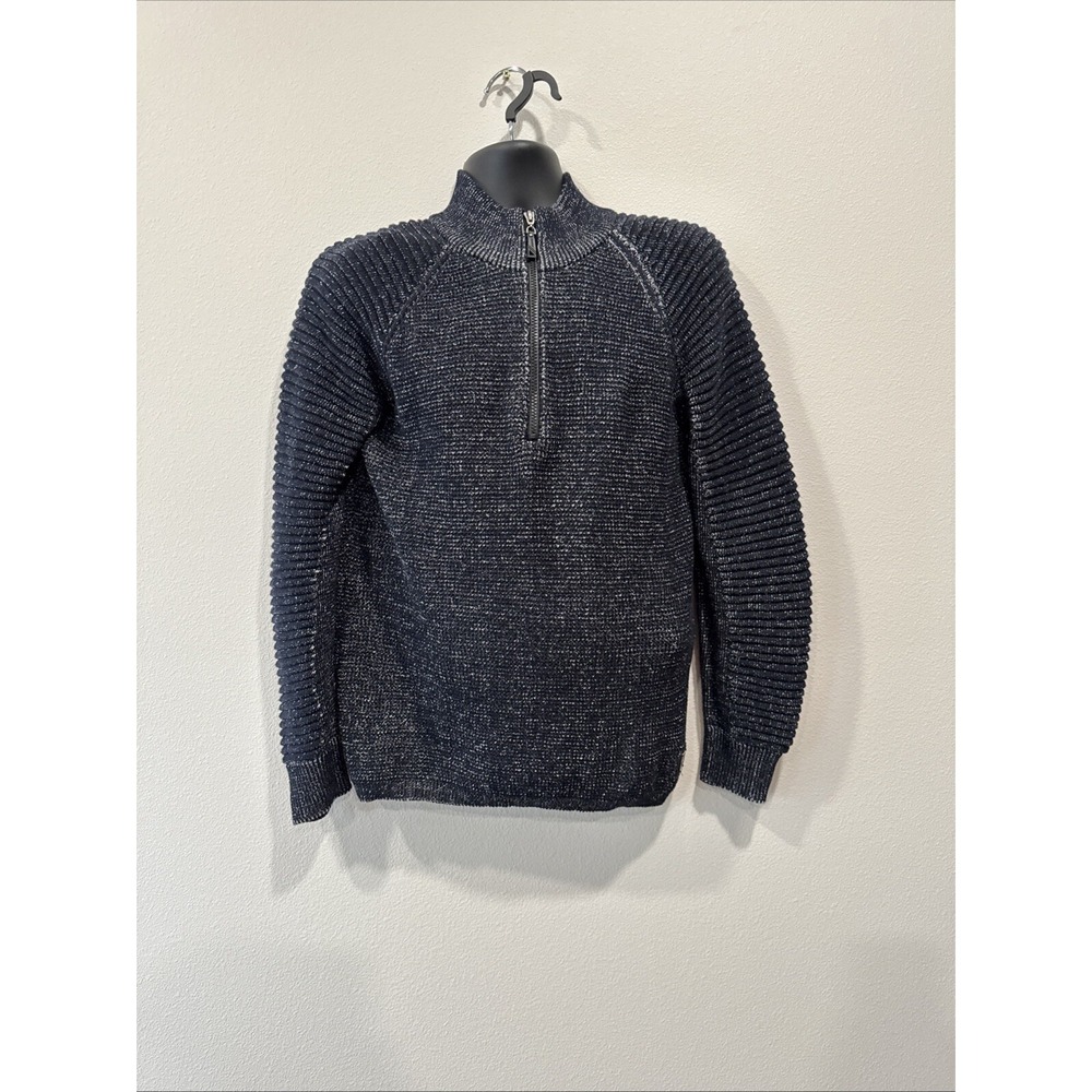 XRAY Jeans Quarter Zip Sweater Mens Large‎ Navy Marled Ribbed Raglan Pullover